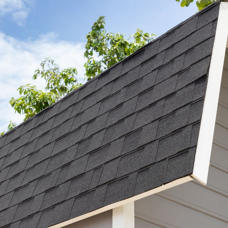 Asphalt shingle roof edge on residential home