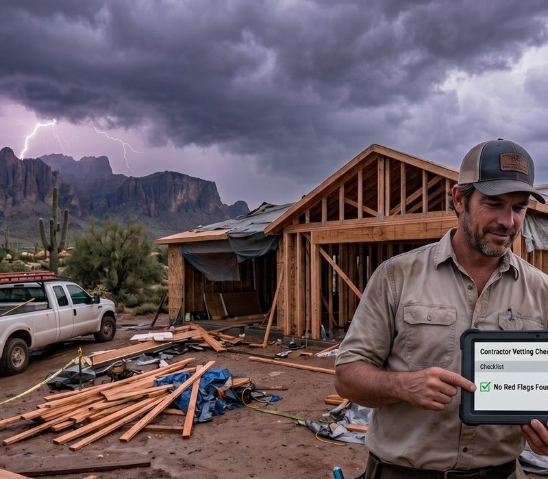 The Arizona Roofer with 40 years of roofing experience, reviewing a residential roof inspection in Scottsdale