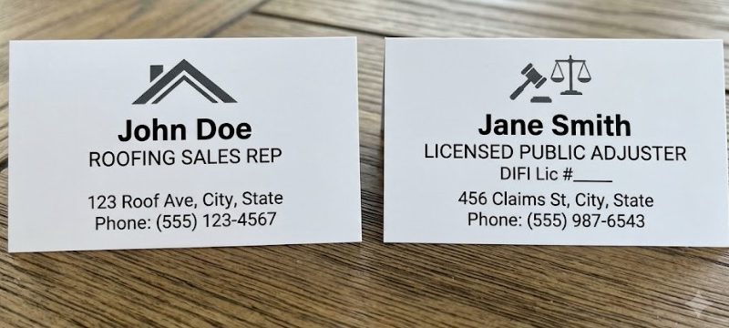 Comparison of a roofing sales rep and a licensed independent public adjuster in Arizona